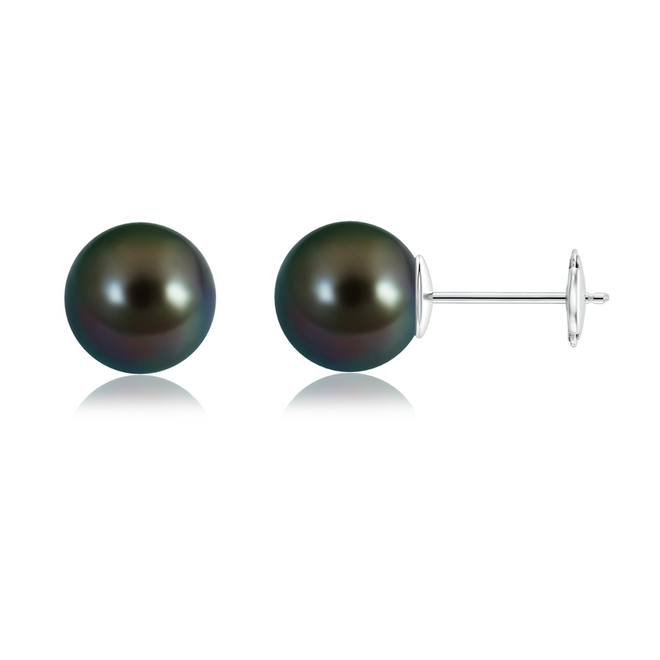 10mm AAAA Classic Tahitian Pearl Solitaire Studs in White Gold 