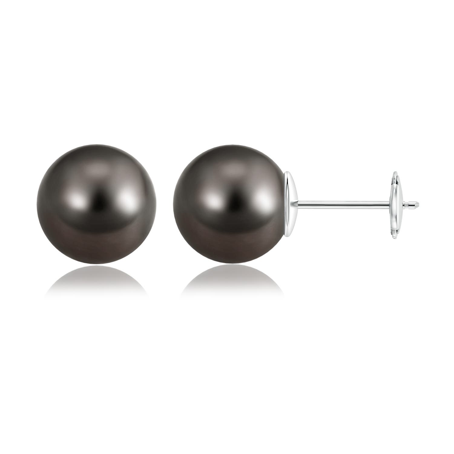 12mm AAA Classic Tahitian Pearl Solitaire Studs in White Gold