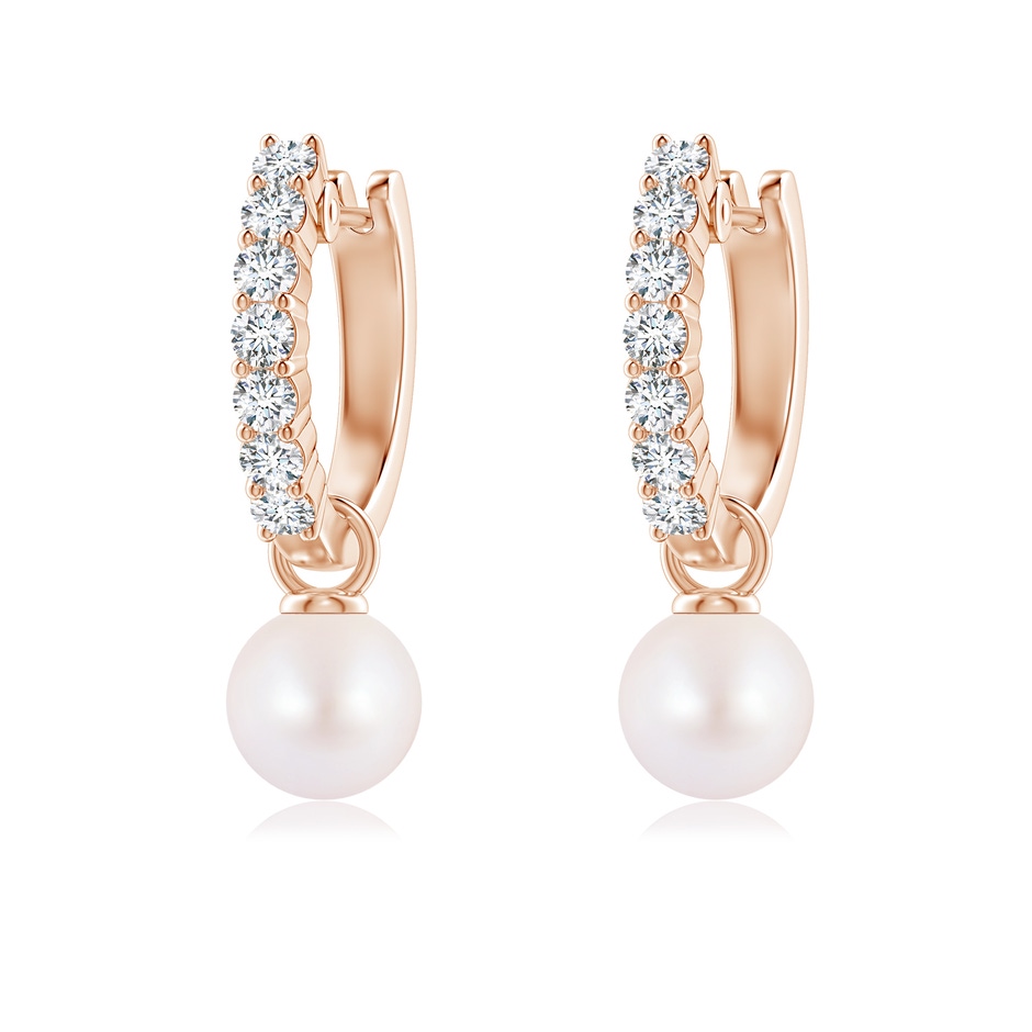 6mm AA Japanese Akoya Pearl Hinged Clip Earrings with Diamonds in Rose Gold side-1