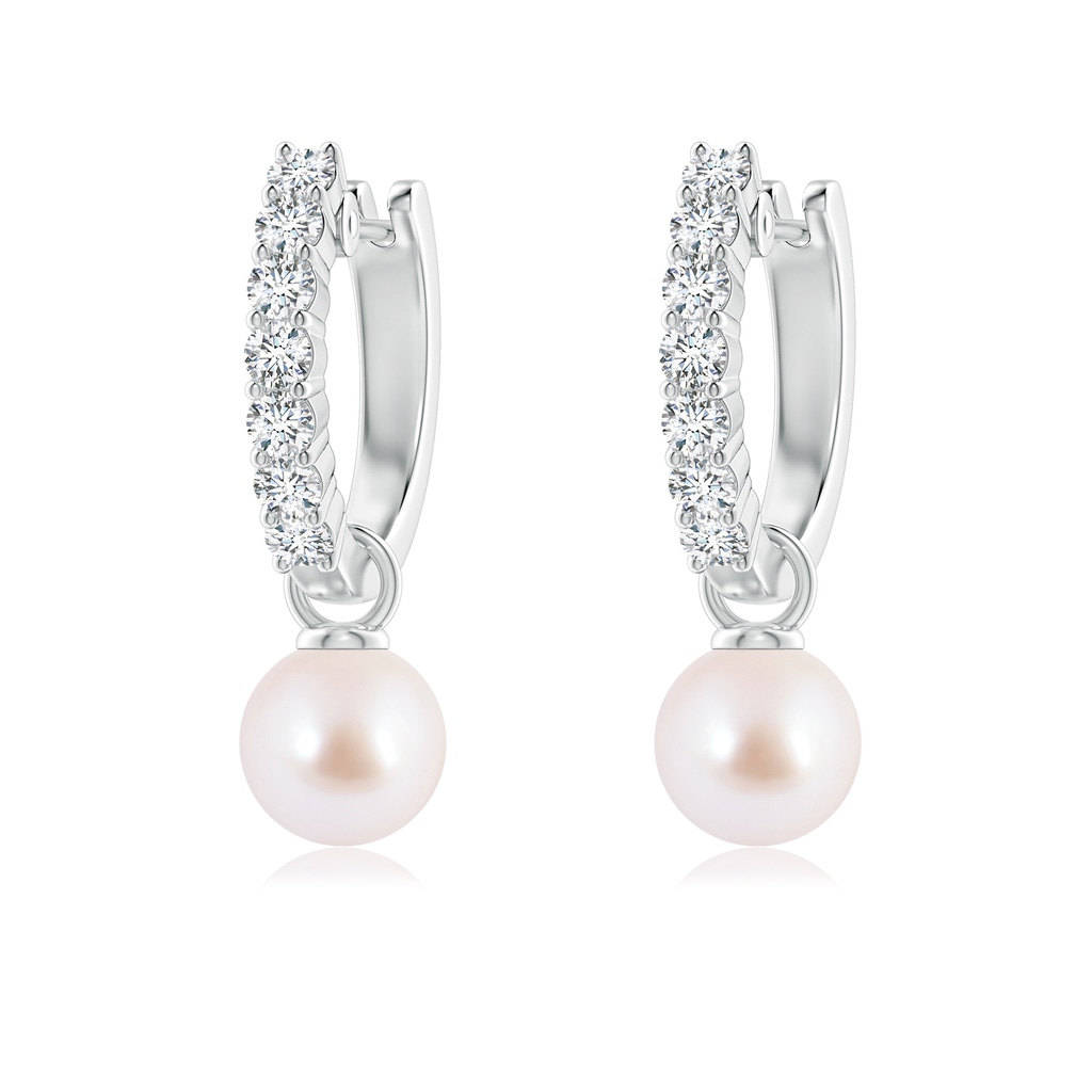 6mm AAA Japanese Akoya Pearl Hinged Clip Earrings with Diamonds in White Gold - side_1