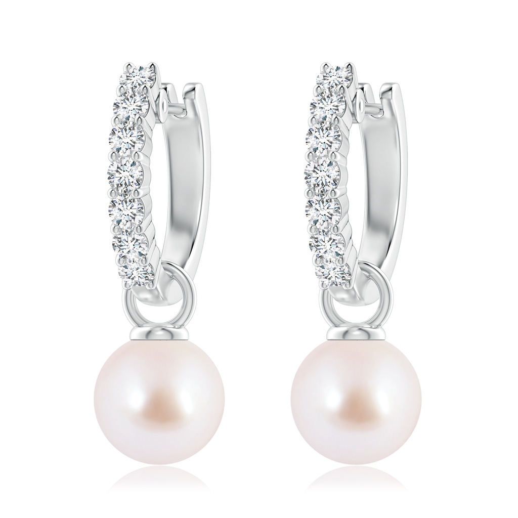 8mm AAA Japanese Akoya Pearl Hinged Clip Earrings with Diamonds in White Gold - side_1