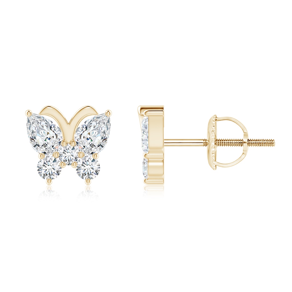 4x3mm GVS2 Diamond Butterfly Stud Earrings in Yellow Gold