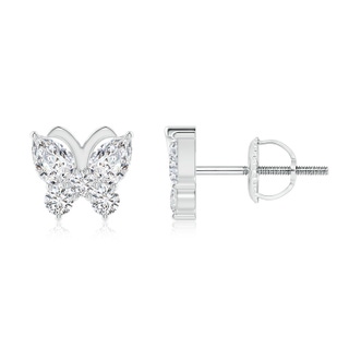 4x3mm HSI2 Diamond Butterfly Stud Earrings in White Gold