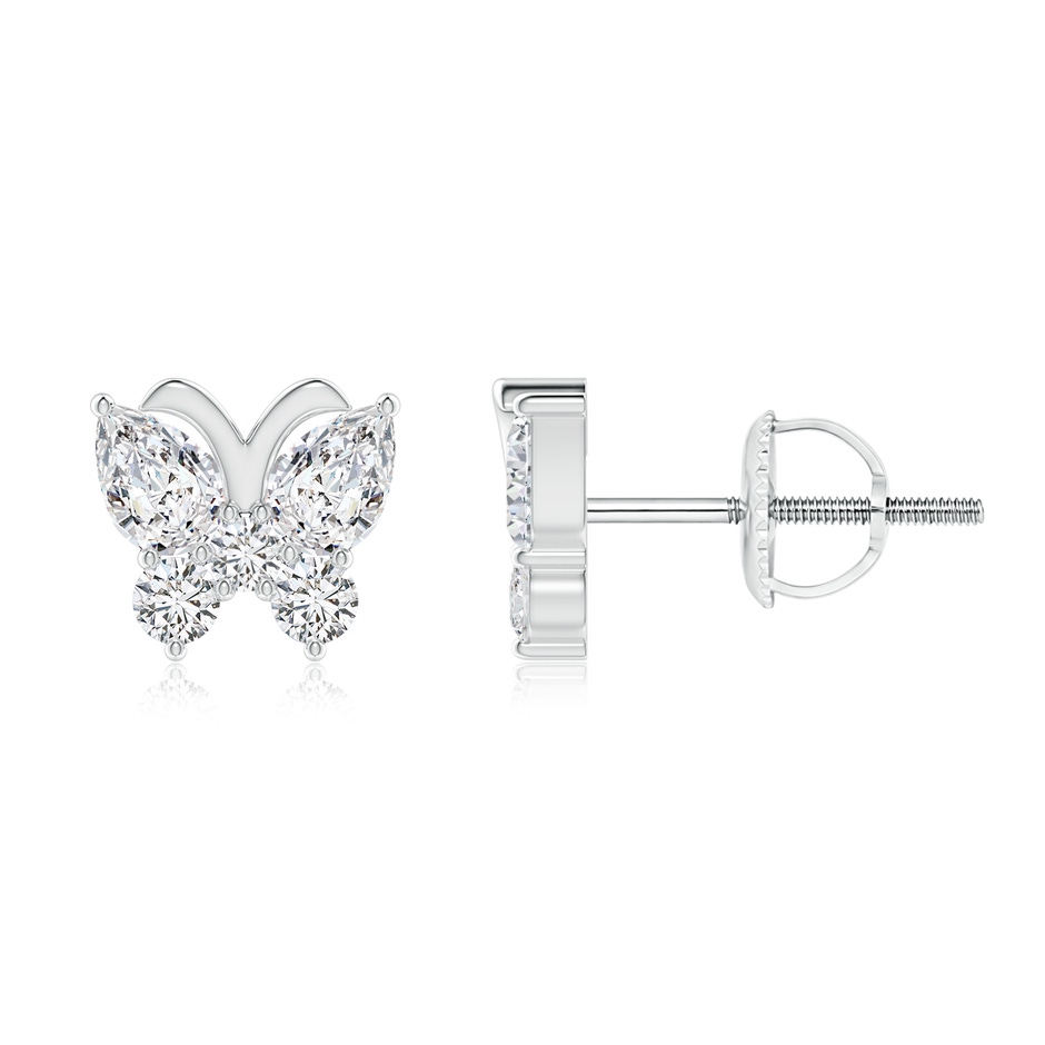 4x3mm HSI2 Diamond Butterfly Stud Earrings in White Gold 