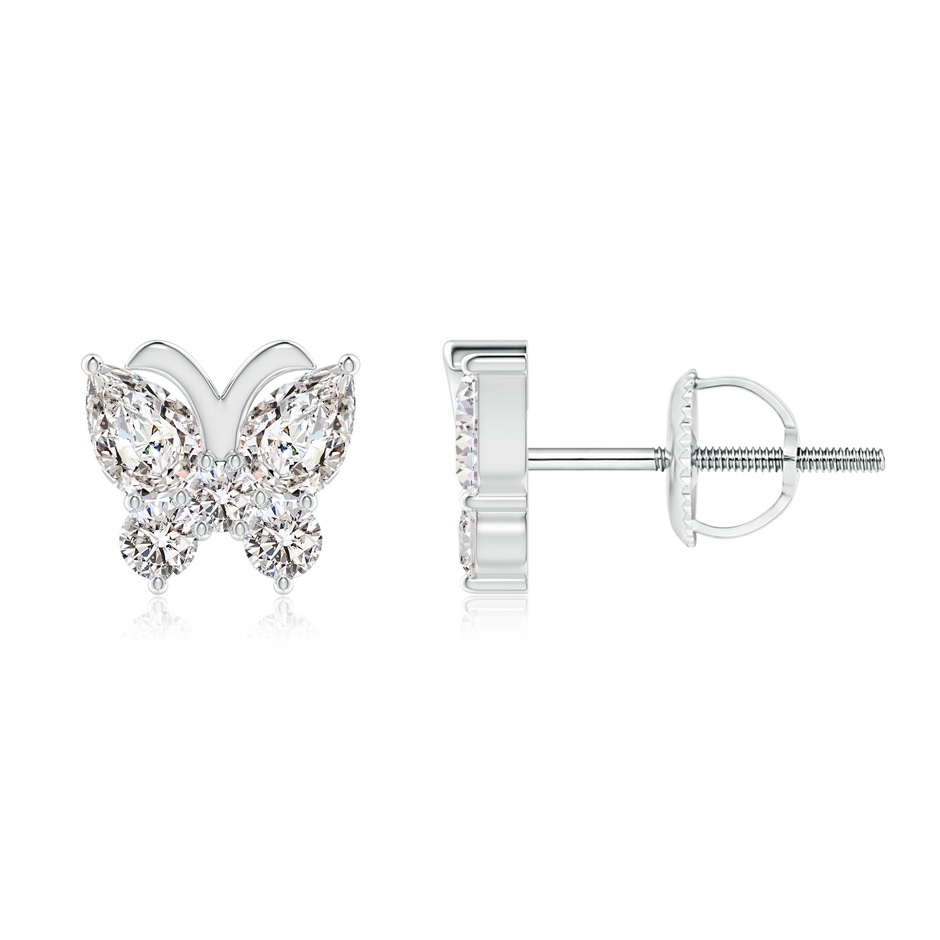 4x3mm IJI1I2 Diamond Butterfly Stud Earrings in 18K White Gold 