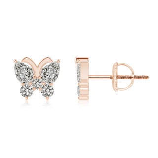 4x3mm KI3 Diamond Butterfly Stud Earrings in 9K Rose Gold