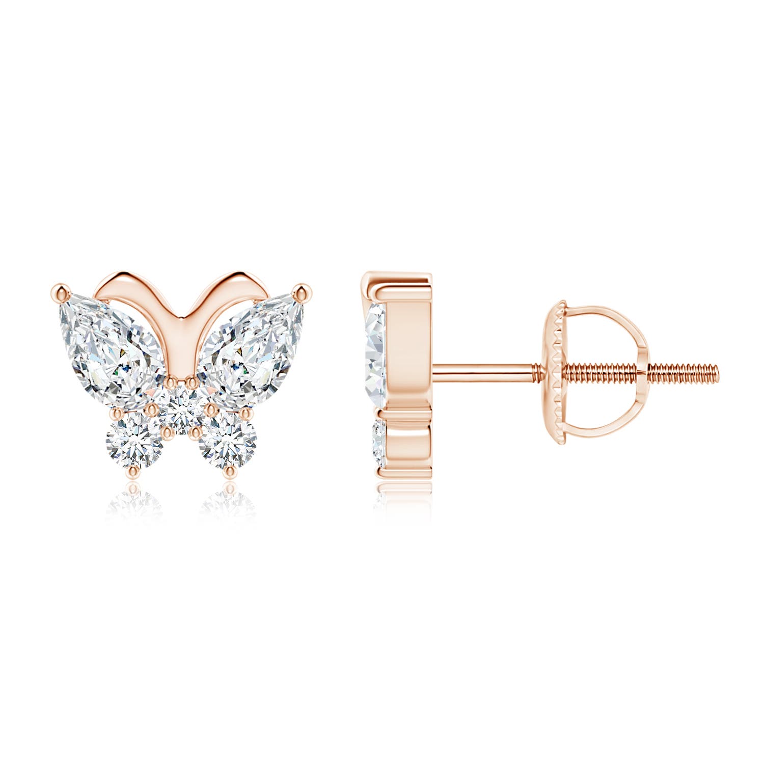 5x3mm GVS2 Diamond Butterfly Stud Earrings in 18CT Rose Gold