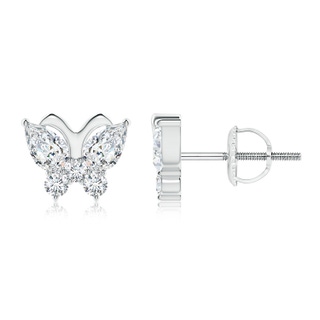 5x3mm GVS2 Diamond Butterfly Stud Earrings in P950 Platinum