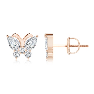 5x3mm GVS2 Diamond Butterfly Stud Earrings in Rose Gold