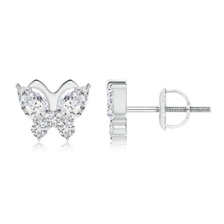 5x3mm HSI2 Diamond Butterfly Stud Earrings in P950 Platinum