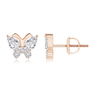 5x3mm HSI2 Diamond Butterfly Stud Earrings in Rose Gold