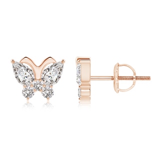 5x3mm IJI1I2 Diamond Butterfly Stud Earrings in Rose Gold