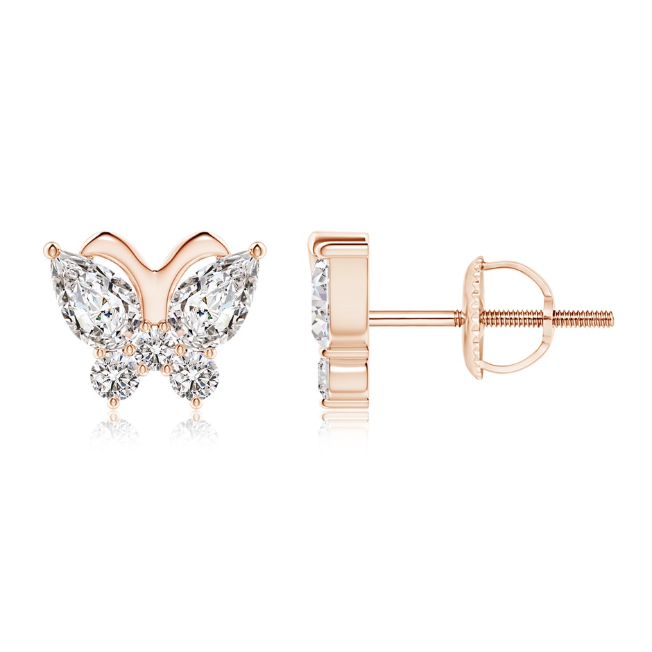 5x3mm IJI1I2 Diamond Butterfly Stud Earrings in Rose Gold 