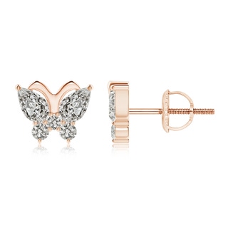 5x3mm KI3 Diamond Butterfly Stud Earrings in 9K Rose Gold