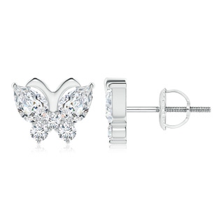 6x4mm GVS2 Diamond Butterfly Stud Earrings in P950 Platinum