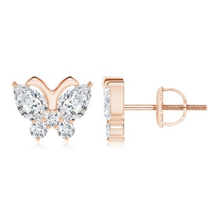 6x4mm GVS2 Diamond Butterfly Stud Earrings in Rose Gold
