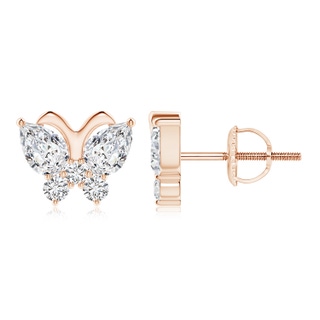 6x4mm HSI2 Diamond Butterfly Stud Earrings in 10K Rose Gold