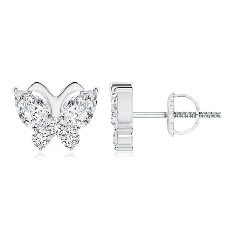 6x4mm HSI2 Diamond Butterfly Stud Earrings in P950 Platinum 