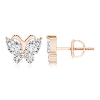 6x4mm HSI2 Diamond Butterfly Stud Earrings in Rose Gold