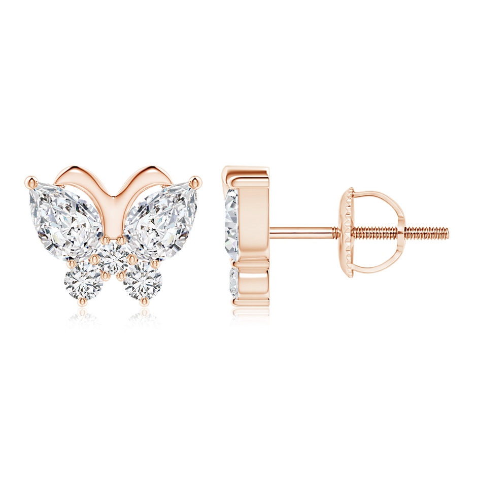 6x4mm HSI2 Diamond Butterfly Stud Earrings in Rose Gold 