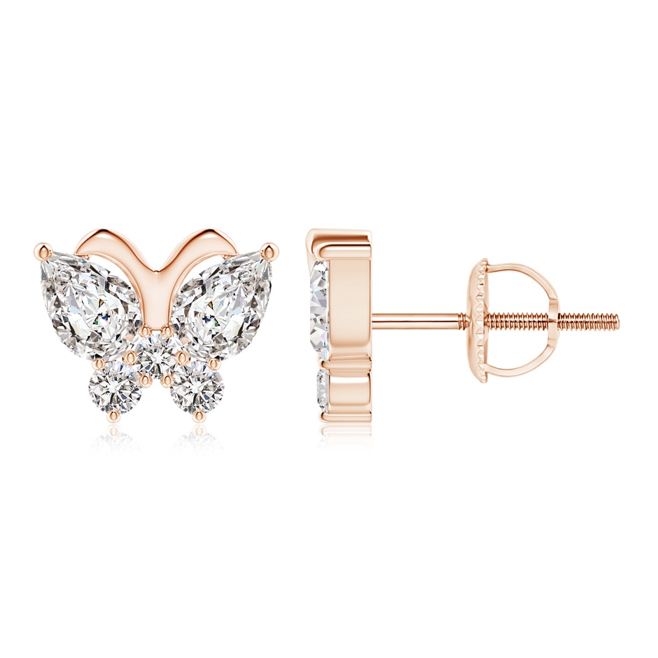 6x4mm IJI1I2 Diamond Butterfly Stud Earrings in Rose Gold 