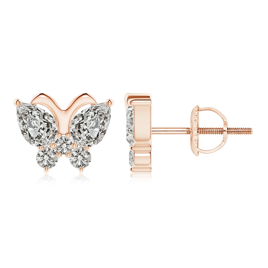 6x4mm KI3 Diamond Butterfly Stud Earrings in Rose Gold 