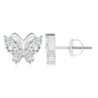 7x5mm GVS2 Diamond Butterfly Stud Earrings in P950 Platinum