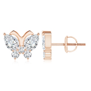 7x5mm GVS2 Diamond Butterfly Stud Earrings in Rose Gold