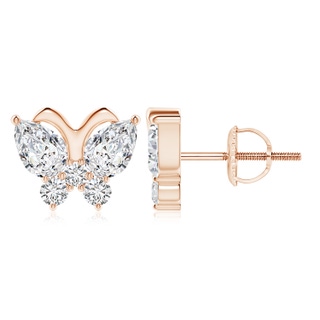 7x5mm HSI2 Diamond Butterfly Stud Earrings in 10K Rose Gold