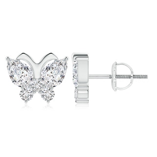 7x5mm HSI2 Diamond Butterfly Stud Earrings in P950 Platinum