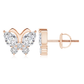 7x5mm HSI2 Diamond Butterfly Stud Earrings in Rose Gold