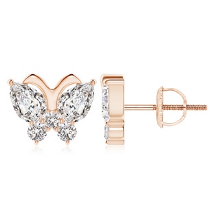 7x5mm IJI1I2 Diamond Butterfly Stud Earrings in Rose Gold