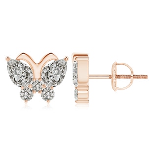 7x5mm KI3 Diamond Butterfly Stud Earrings in Rose Gold