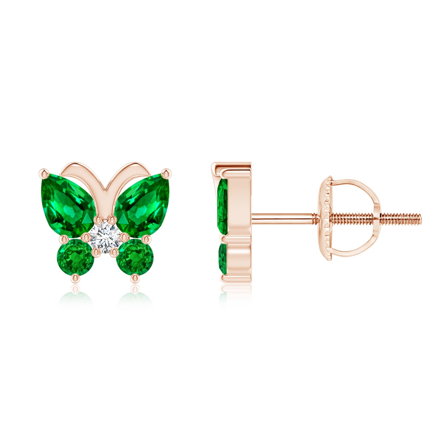 AAAA - Emerald / 0.74 CT / 14 KT Rose Gold