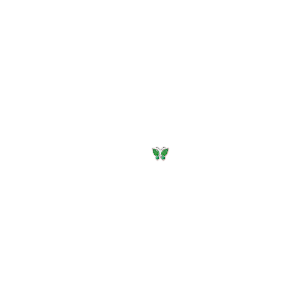5x3mm A Emerald Butterfly Stud Earrings with Diamond in P950 Platinum ear