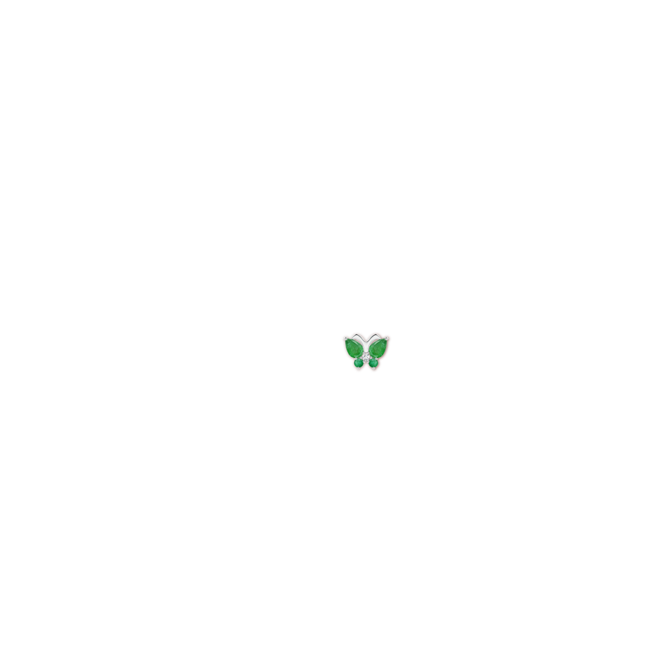 7x5mm A Emerald Butterfly Stud Earrings with Diamond in P950 Platinum ear