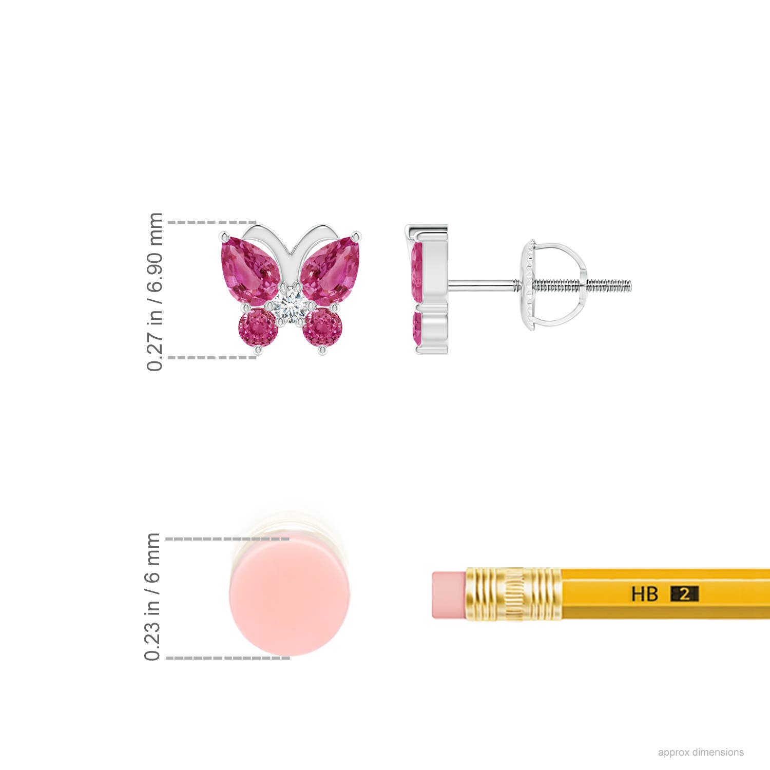 Children's Lab Created Pink Crystal Butterfly Stud Earrings in 14K Yellow  Gold | Helzberg Diamonds