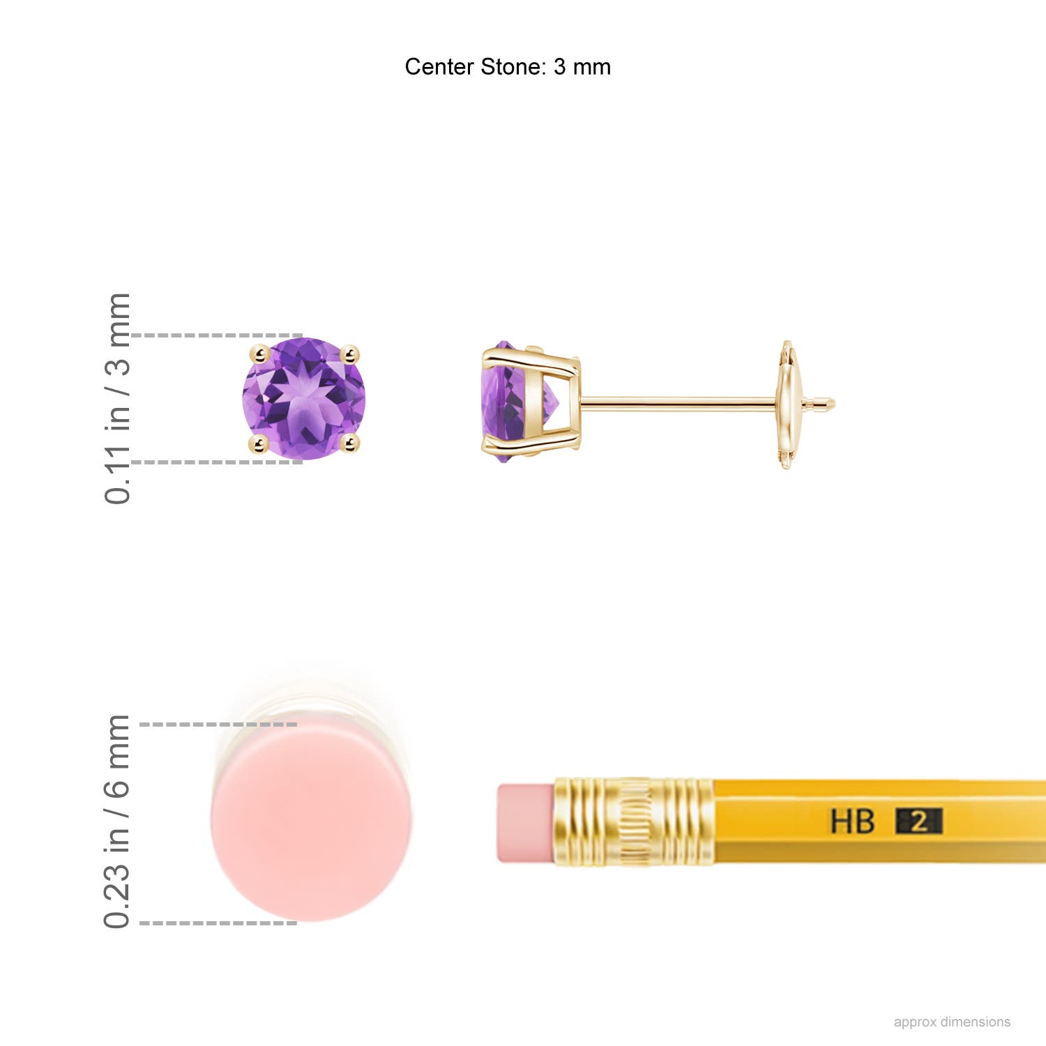 A - Amethyst / 0.2 CT / 14 KT Yellow Gold