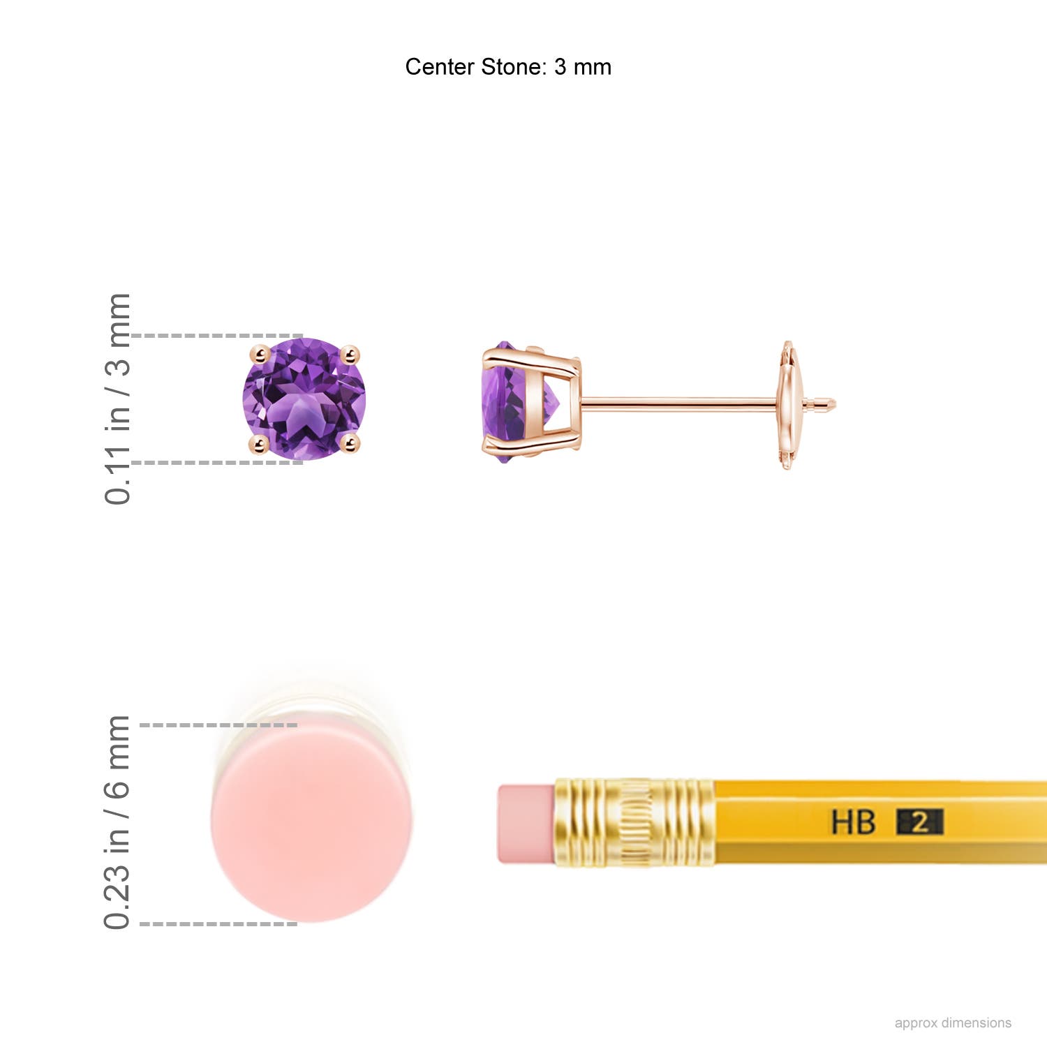 AA - Amethyst / 0.2 CT / 14 KT Rose Gold