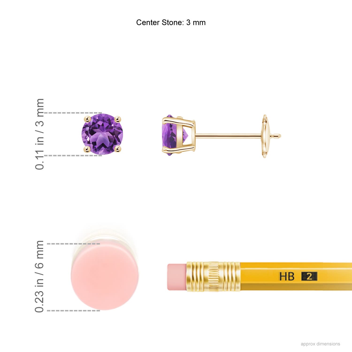 AA - Amethyst / 0.2 CT / 14 KT Yellow Gold