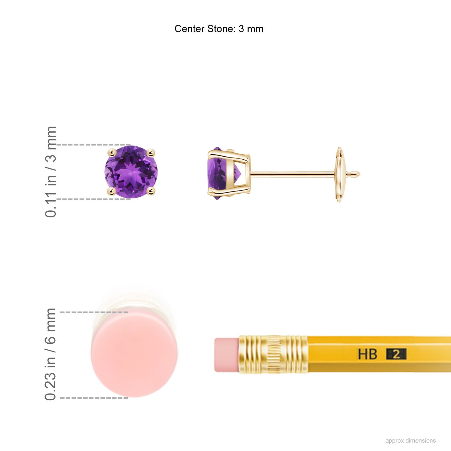 AAA - Amethyst / 0.2 CT / 14 KT Yellow Gold