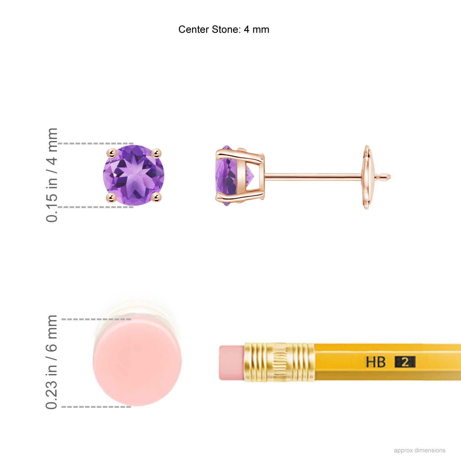 A - Amethyst / 0.5 CT / 14 KT Rose Gold