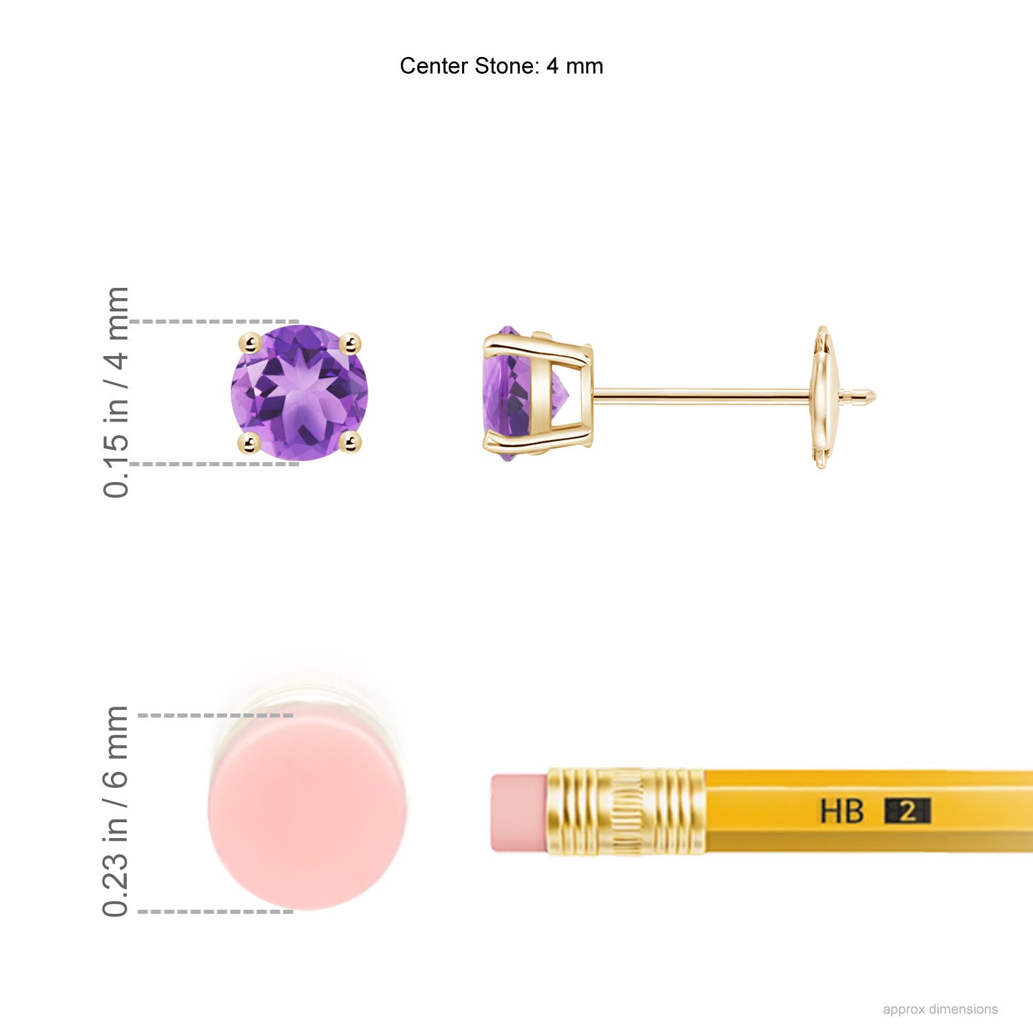 A - Amethyst / 0.5 CT / 14 KT Yellow Gold