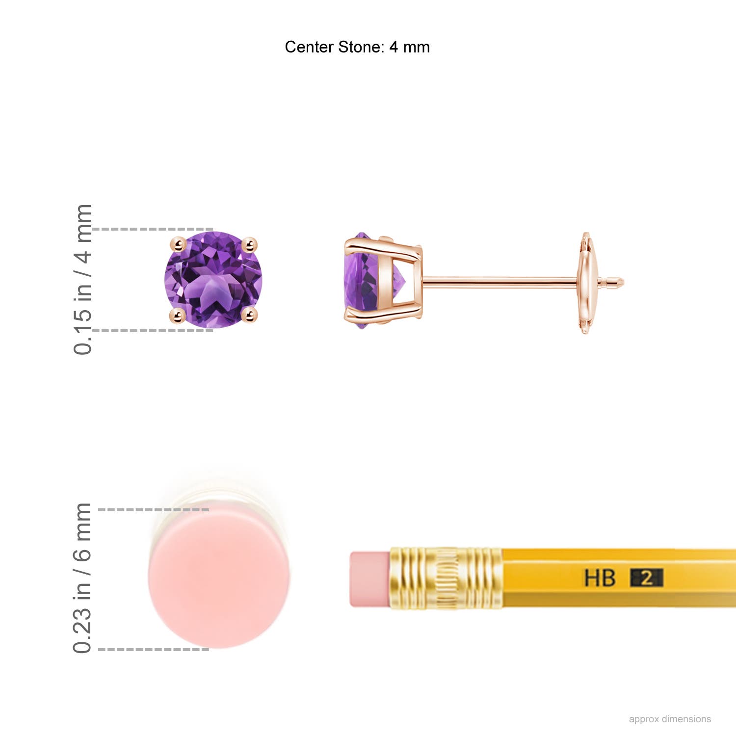 AA - Amethyst / 0.5 CT / 14 KT Rose Gold