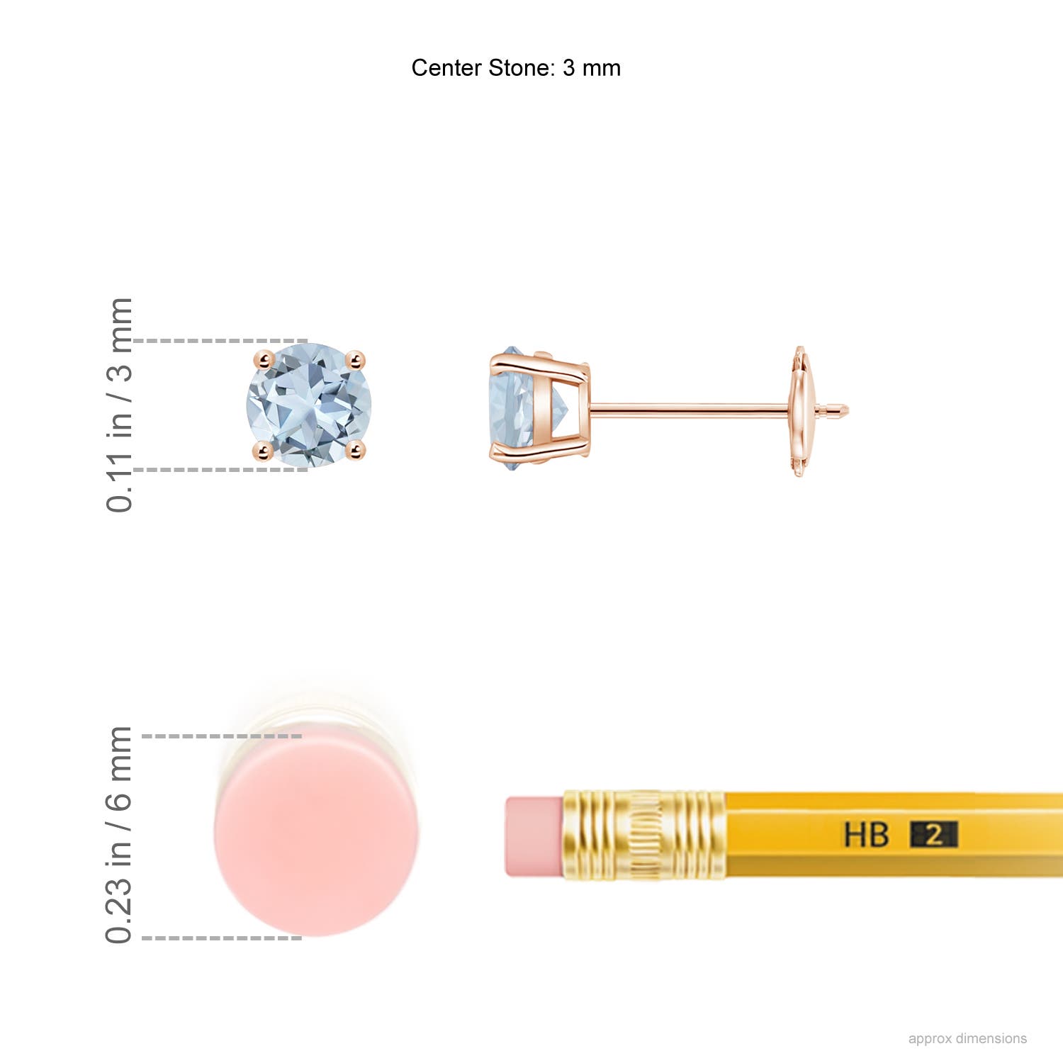 A - Aquamarine / 0.2 CT / 14 KT Rose Gold