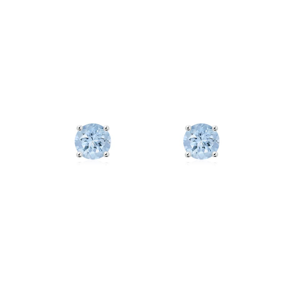 3mm AA Round Aquamarine Stud Earrings in P950 Platinum 