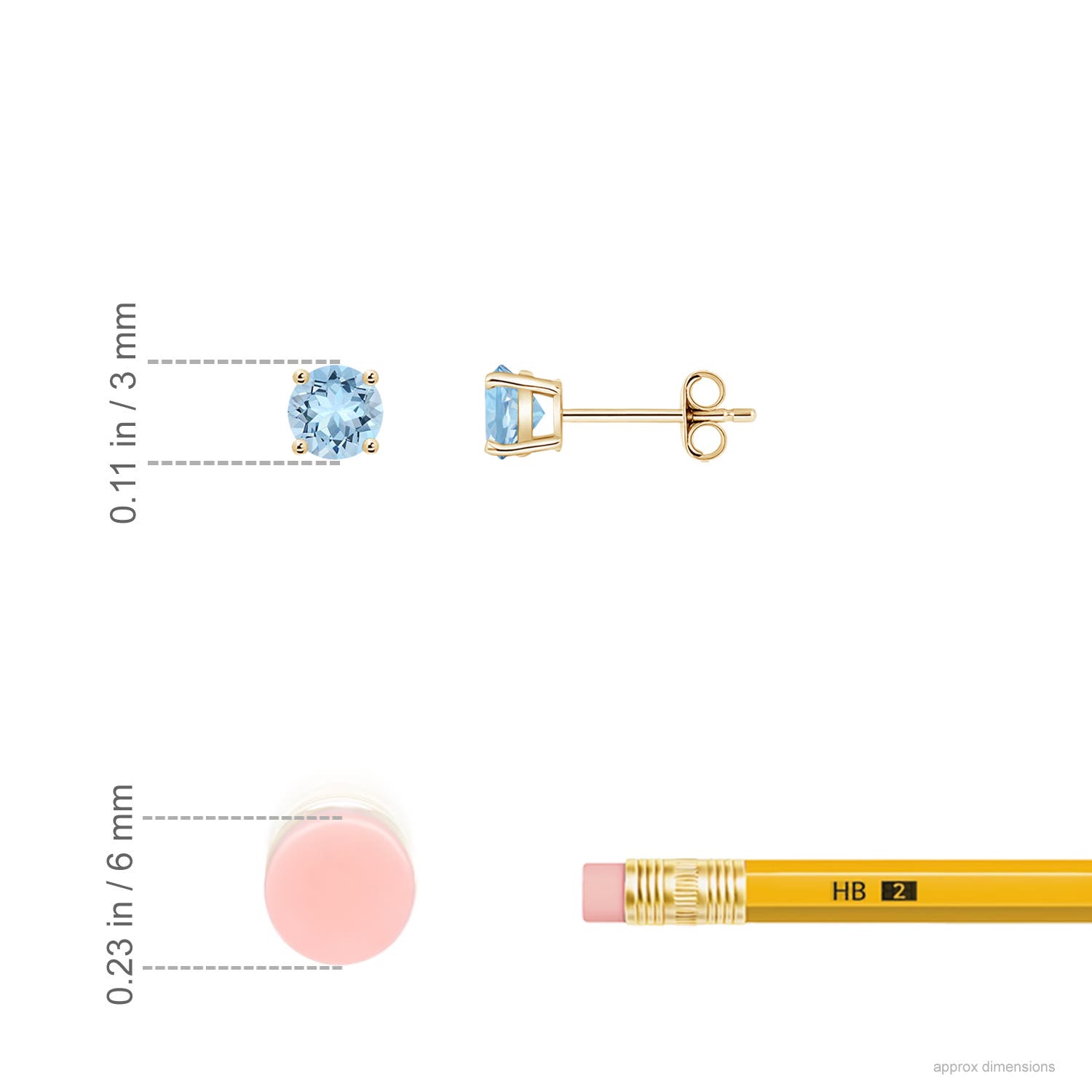 ANGARA Natural 0.2 Ct AAA-Grade Round Aquamarine Stud Earrings in 14K Solid Gold - Picture 25 of 31
