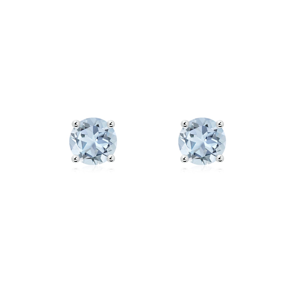5mm A Round Aquamarine Stud Earrings in P950 Platinum 