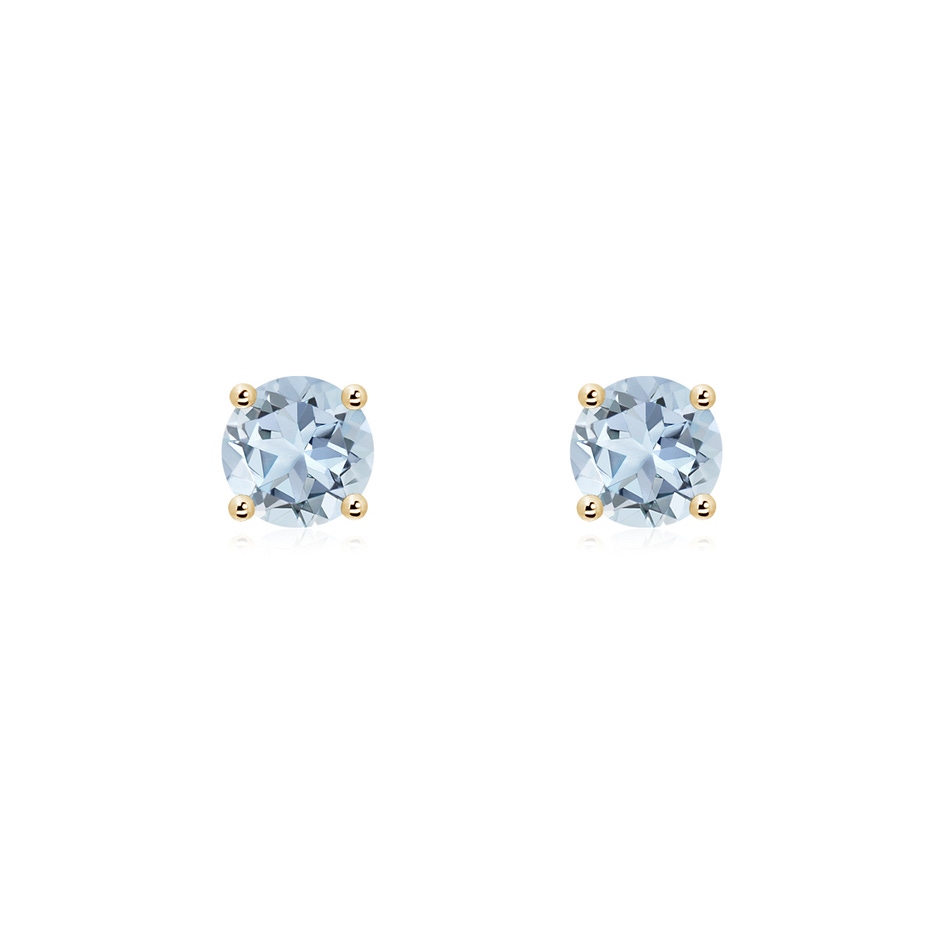 5mm A Round Aquamarine Stud Earrings in Yellow Gold 