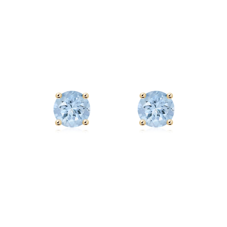 5mm AA Round Aquamarine Stud Earrings in Yellow Gold 